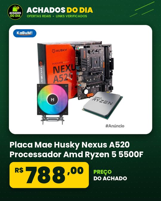 Placa Mae Husky Nexus A520 Processador Amd Ryzen 5 5500F Air Cooler Mach1 Artic