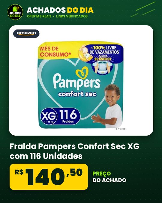 Fralda Pampers Confort Sec XG com 116 Unidades