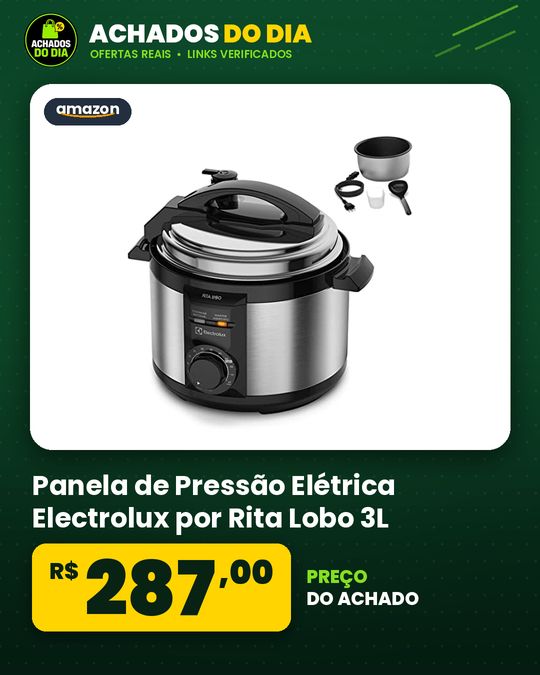 Panela de Pressão Elétrica Electrolux por Rita Lobo 3L Preta Efficient c/ Timer (PCE15)