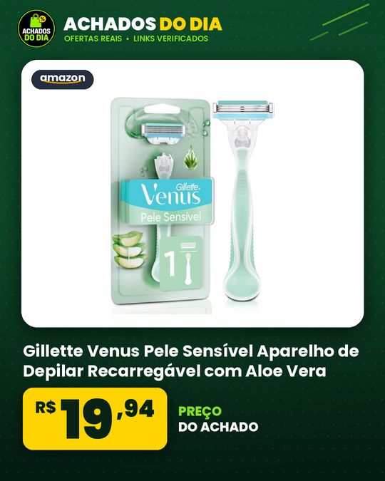 Gillette Venus Pele Sensível Aparelho de Depilar Recarregável com Aloe Vera, 1 Unidade