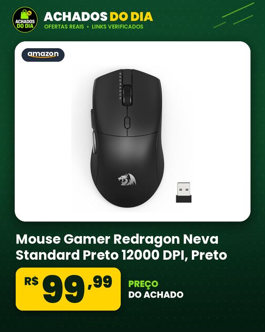 Mouse Gamer Redragon Neva Standard Preto 12000 DPI, Preto