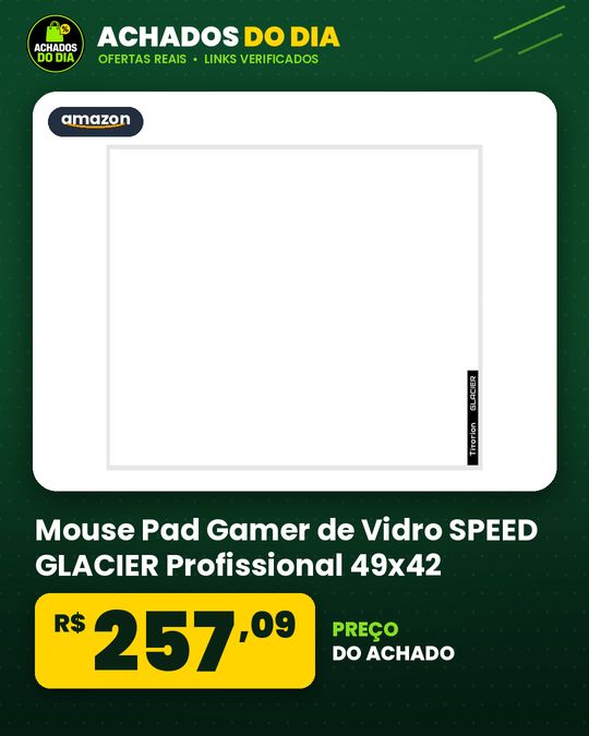 Mouse Pad Gamer de Vidro SPEED GLACIER Profissional 49x42 Premium Branco Preto Hexágono Titorion (Branco)+ Frete Grátis