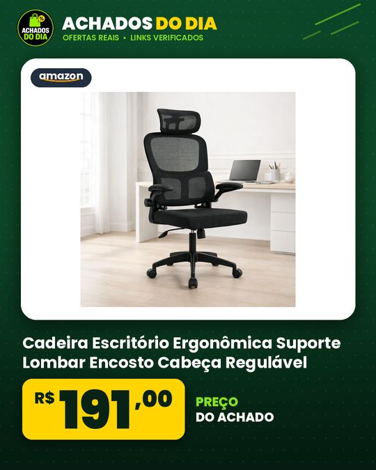 Cadeira Escritório Ergonômica Suporte Lombar Encosto Cabeça Regulável